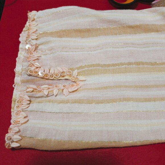 Erica Brooke Coral Beaded Medallion Striped Long Sleeve Top Size 26 - Picture 11 of 13